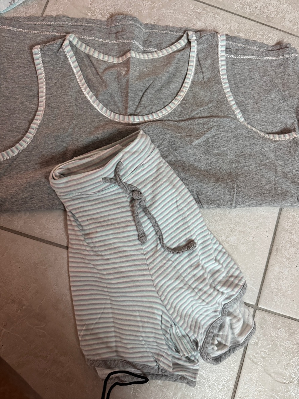 Midnight by Carole Hochman Gray Tank & Striped Lounge Shorts Set